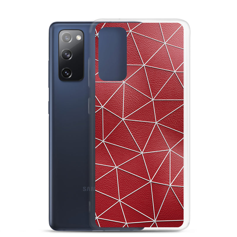 Load image into Gallery viewer, White Polygon Red Leather Samsung Clear Thin Case CREATIVETECH
