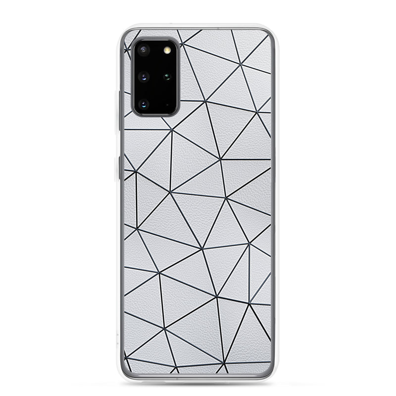 Load image into Gallery viewer, Black Polygon White Leather Samsung Clear Thin Case CREATIVETECH
