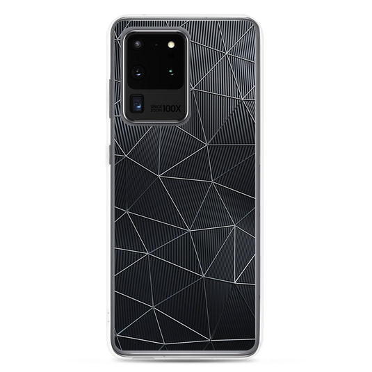 Silver Polygon Carbon Fiber Striped Samsung Clear Thin Case CREATIVETECH