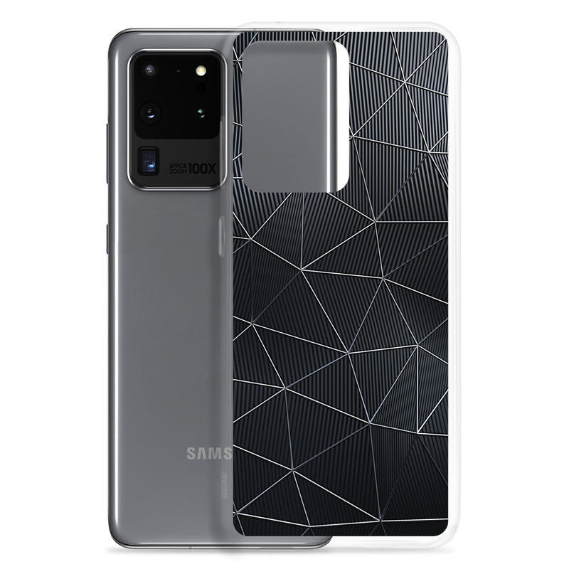 Load image into Gallery viewer, Silver Polygon Carbon Fiber Striped Samsung Clear Thin Case CREATIVETECH
