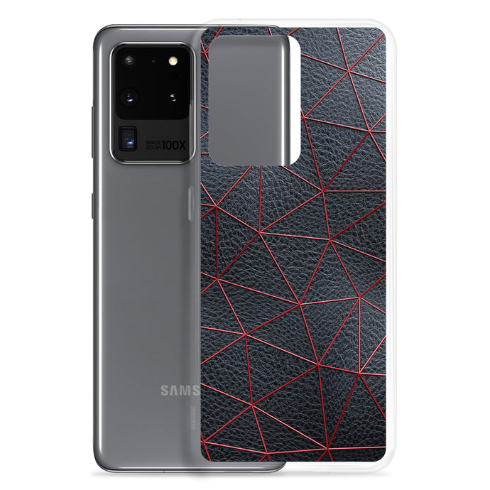 Red Polygon Black Leather Samsung Clear Thin Case CREATIVETECH