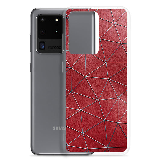 Silver Polygon Red Leather Samsung Clear Thin Case CREATIVETECH