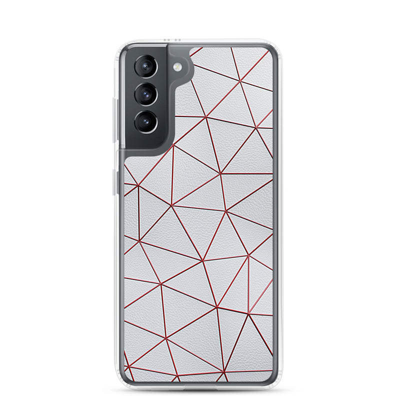 Load image into Gallery viewer, Red Polygon White Leather Samsung Clear Thin Case CREATIVETECH
