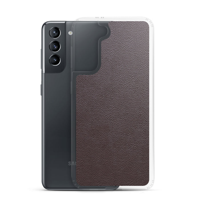 Dark Brown Leather Samsung Clear Thin Case CREATIVETECH