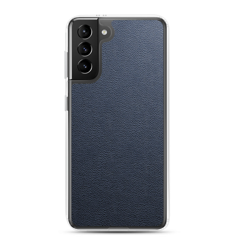 Load image into Gallery viewer, Dark Blue Leather Samsung Clear Thin Case CREATIVETECH
