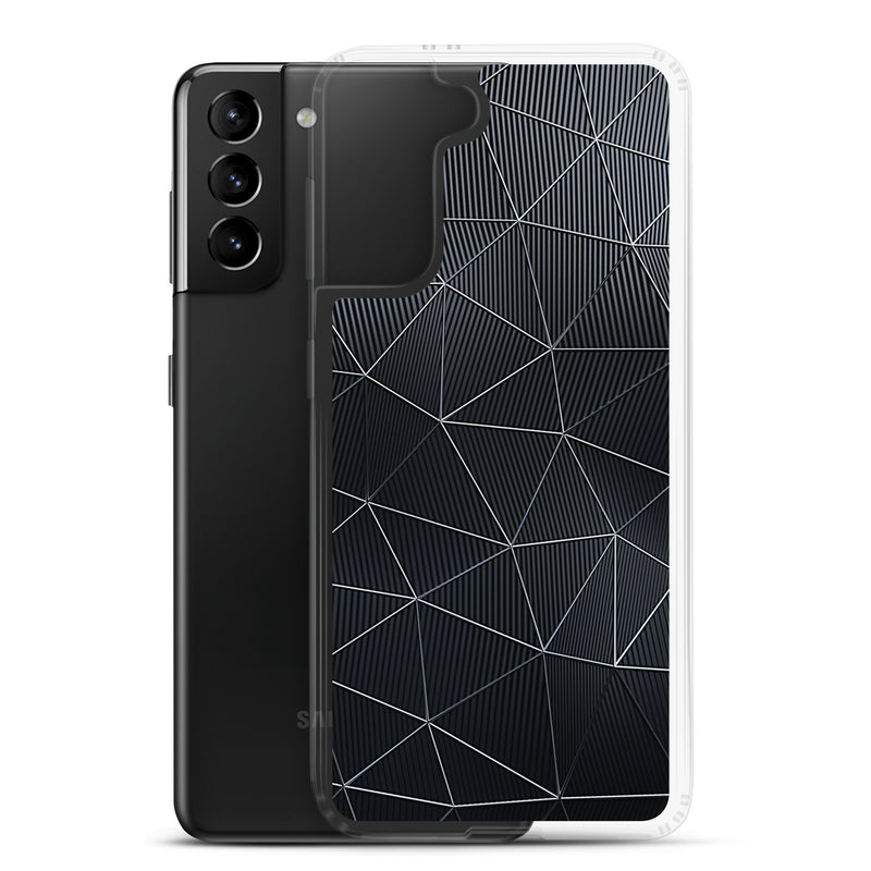 Load image into Gallery viewer, Silver Polygon Carbon Fiber Striped Samsung Clear Thin Case CREATIVETECH
