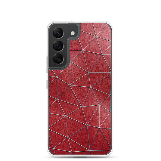 Silver Polygon Red Leather Samsung Clear Thin Case CREATIVETECH