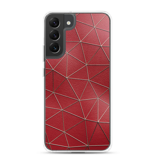 Golden Polygon Red Leather Samsung Clear Thin Case CREATIVETECH