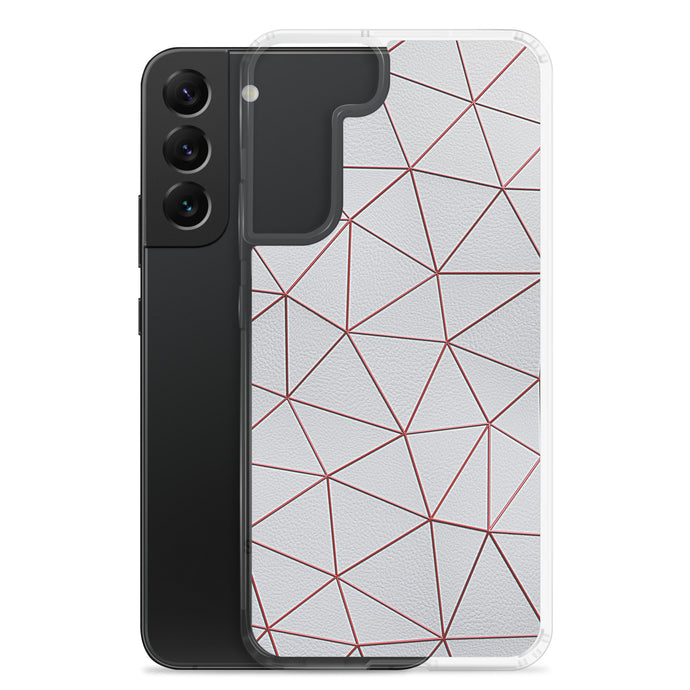 Red Polygon White Leather Samsung Clear Thin Case CREATIVETECH