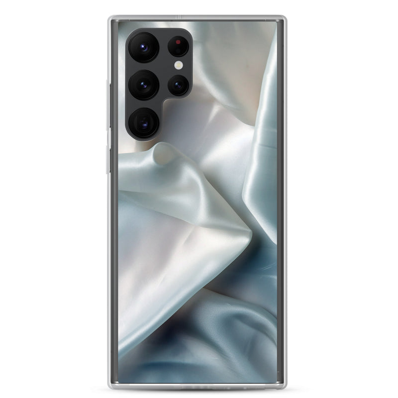 Load image into Gallery viewer, White Satin Pearl Cloth Samsung Clear Thin Case CREATIVETECH
