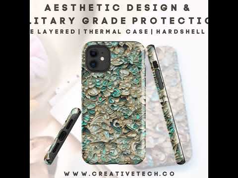 Load and play video in Gallery viewer, Aesthetic Golden Green  iPhone Case Hardshell 3D Wrap Thermal Double Layer
