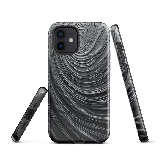 Damascus Steel Metal Swirl Dark Grey iPhone Case Hardshell 3D Wrap Thermal CREATIVETECH