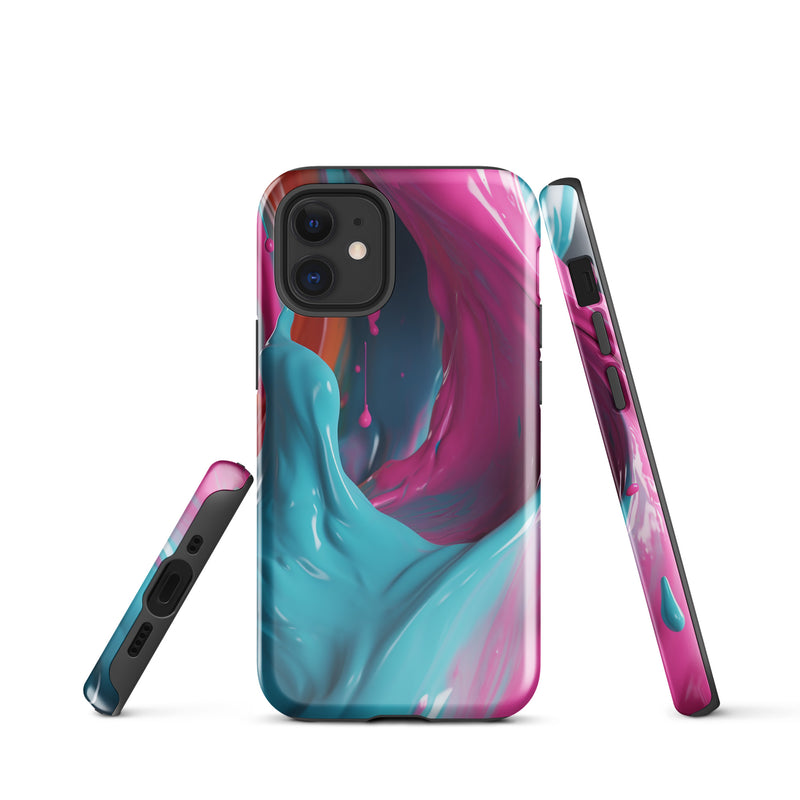 Load image into Gallery viewer, Pink Blue Paint iPhone Case Hardshell 3D Wrap Thermal CREATIVETECH
