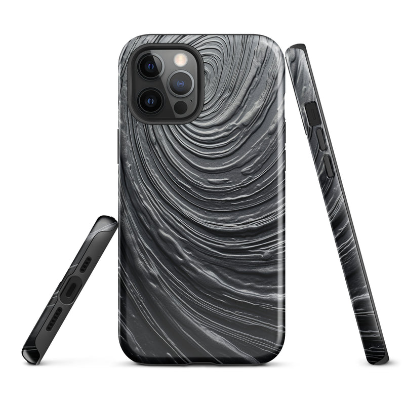 Load image into Gallery viewer, Damascus Steel Metal Swirl Dark Grey iPhone Case Hardshell 3D Wrap Thermal CREATIVETECH
