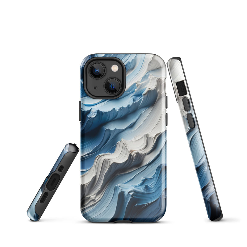 Load image into Gallery viewer, Blue White Paint Style Colorful iPhone Case Hardshell 3D Wrap Thermal Double Layer CREATIVETECH
