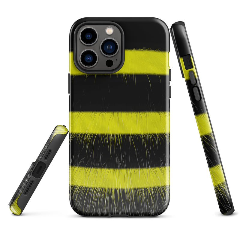 Load image into Gallery viewer, Fluffy Bee Yellow Black iPhone Case Hardshell 3D Wrap Thermal CREATIVETECH
