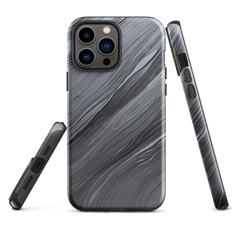 Load image into Gallery viewer, Damascus Steel iPhone Case Hardshell 3D Wrap Thermal Dark Grey Metal CREATIVETECH
