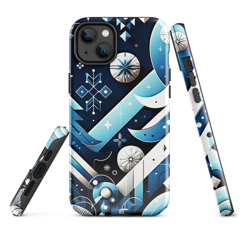 Load image into Gallery viewer, Christmas Vibe Aesthetic Blue White iPhone Case Hardshell 3D Wrap Thermal Double Layer CREATIVETECH
