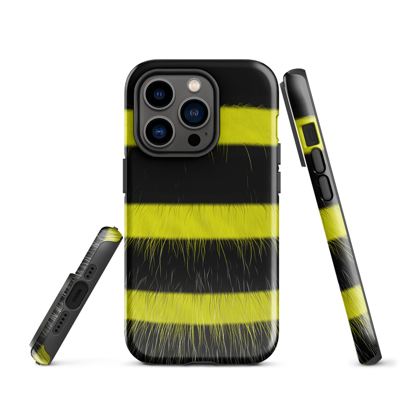 Load image into Gallery viewer, Fluffy Bee Yellow Black iPhone Case Hardshell 3D Wrap Thermal CREATIVETECH
