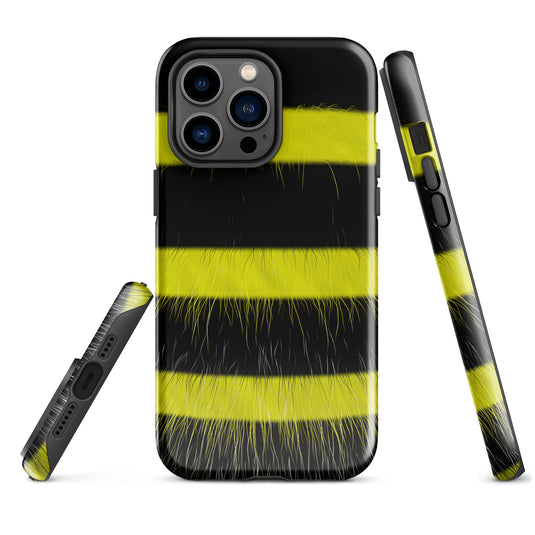 Fluffy Bee Yellow Black iPhone Case Hardshell 3D Wrap Thermal CREATIVETECH