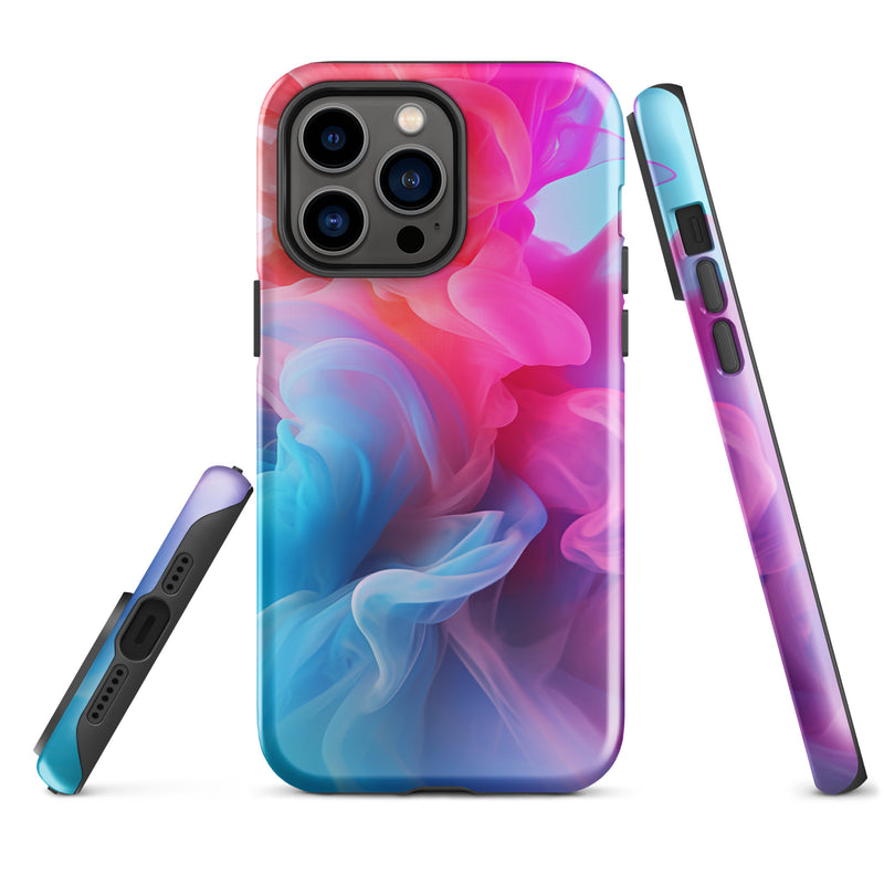 Load image into Gallery viewer, Pink Blue Smoke iPhone Case Hardshell 3D Wrap Thermal CREATIVETECH
