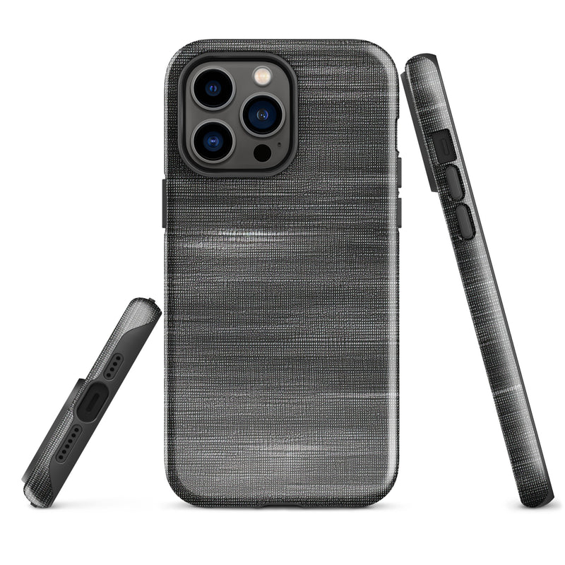 Load image into Gallery viewer, Brushed Denim Black Grey iPhone Case Hardshell 3D Wrap Thermal CREATIVETECH
