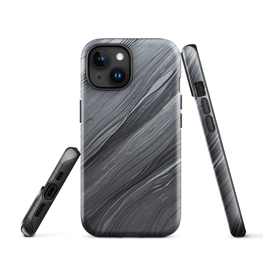 Damascus Steel iPhone Case Hardshell 3D Wrap Thermal Dark Grey Metal CREATIVETECH