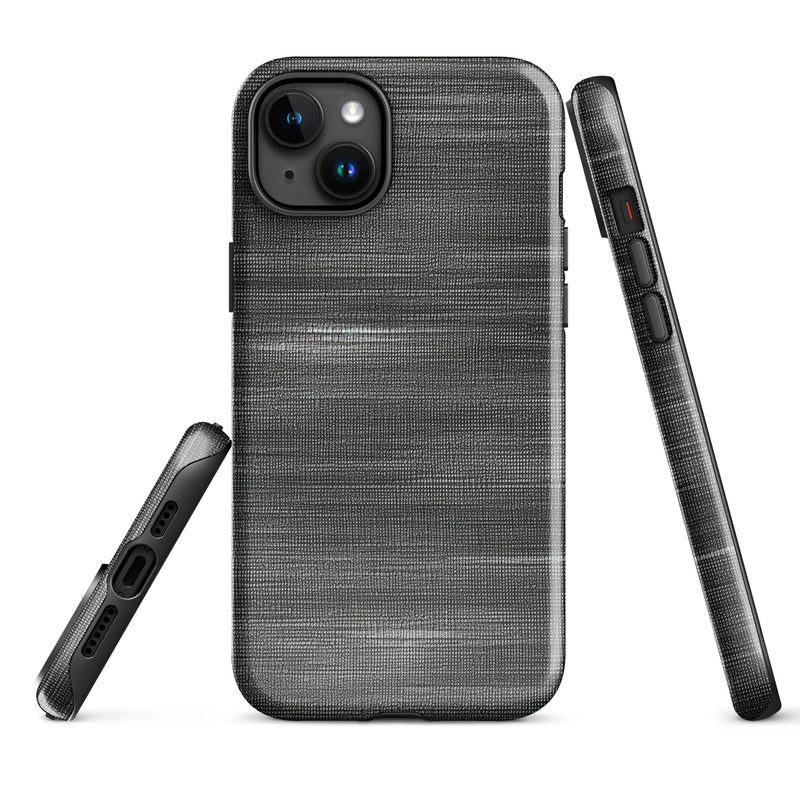 Load image into Gallery viewer, Brushed Denim Black Grey iPhone Case Hardshell 3D Wrap Thermal CREATIVETECH
