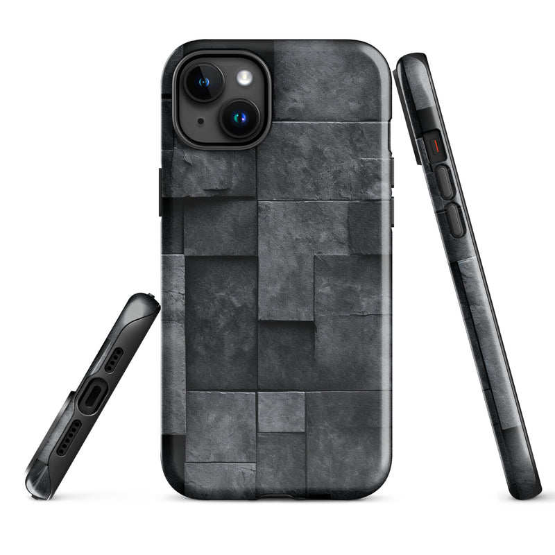 Load image into Gallery viewer, Dark Grey Stone Cubes iPhone Case Hardshell 3D Wrap Thermal CREATIVETECH
