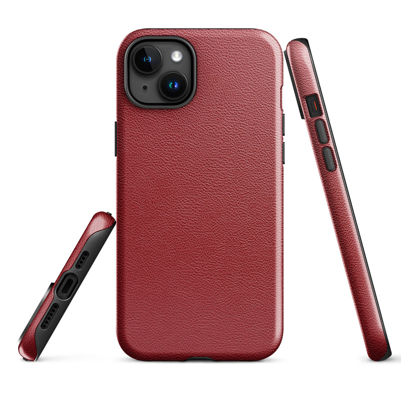 Load image into Gallery viewer, Red Leather Hardshell iPhone Case 3D Wrap Thermal CREATIVETECH
