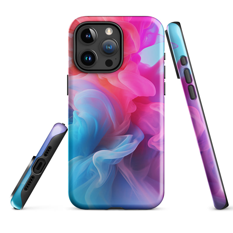 Load image into Gallery viewer, Pink Blue Smoke iPhone Case Hardshell 3D Wrap Thermal CREATIVETECH
