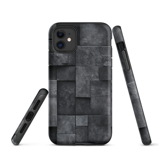 Dark Grey Stone Cubes iPhone Case Hardshell 3D Wrap Thermal CREATIVETECH