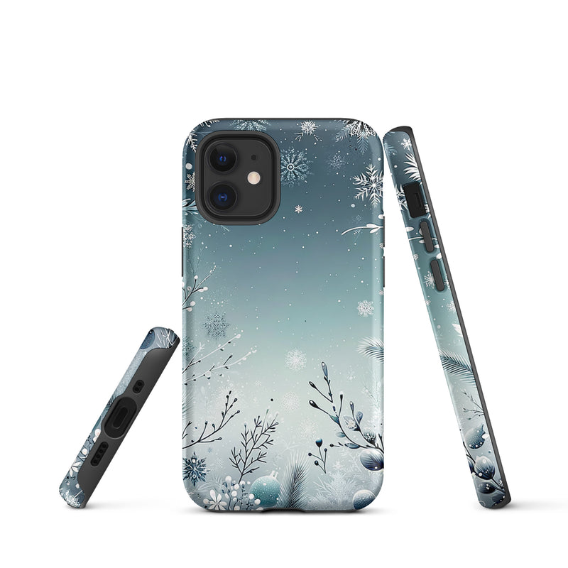 Load image into Gallery viewer, Christmas Vibe Blue White iPhone Case Hardshell 3D Wrap Thermal Double Layer CREATIVETECH

