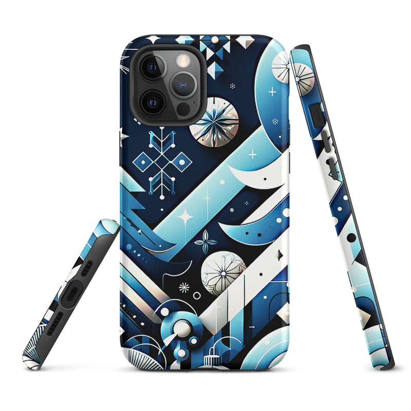 Load image into Gallery viewer, Christmas Vibe Aesthetic Blue White iPhone Case Hardshell 3D Wrap Thermal Double Layer CREATIVETECH
