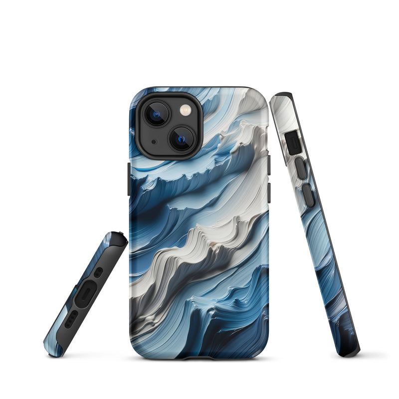 Load image into Gallery viewer, Blue White Paint Style Colorful iPhone Case Hardshell 3D Wrap Thermal Double Layer CREATIVETECH

