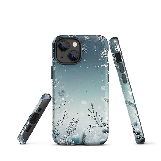 Christmas Vibe Blue White iPhone Case Hardshell 3D Wrap Thermal Double Layer CREATIVETECH