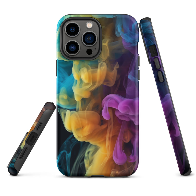 Load image into Gallery viewer, Yellow Purple Blue Smoke iPhone Case Hardshell 3D Wrap Thermal CREATIVETECH
