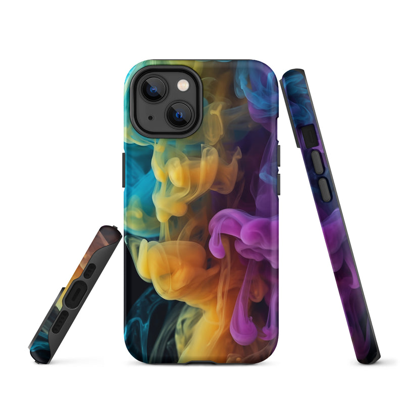 Load image into Gallery viewer, Yellow Purple Blue Smoke iPhone Case Hardshell 3D Wrap Thermal CREATIVETECH
