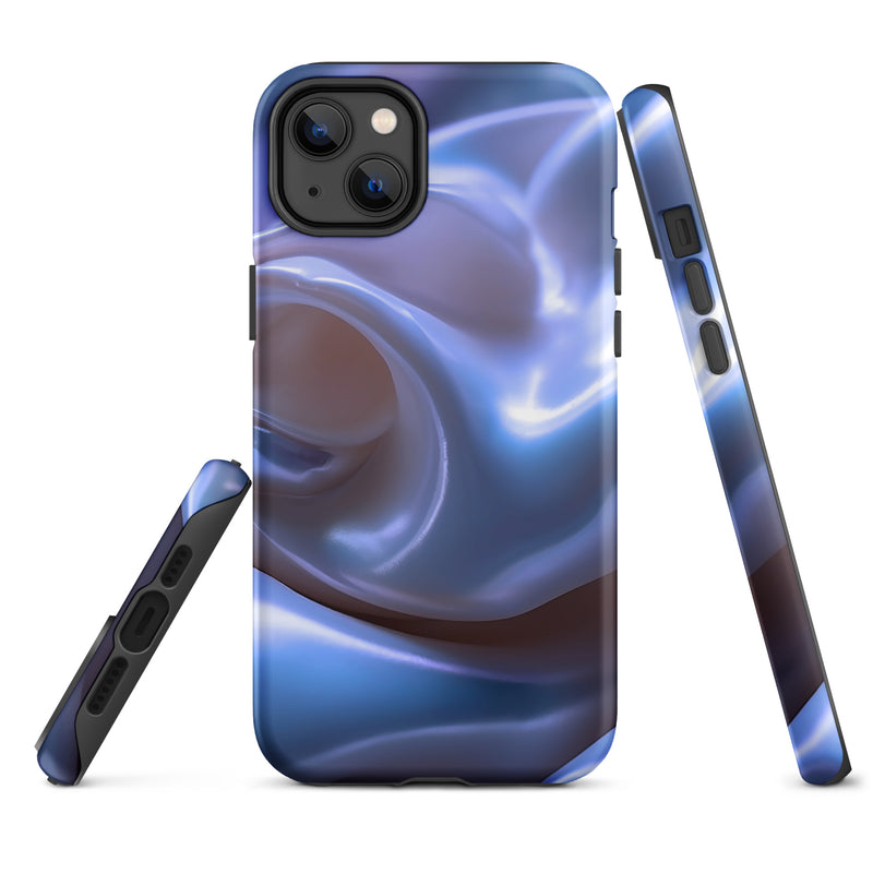 Load image into Gallery viewer, Blue Satin Pearl Cloth iPhone Case Hardshell 3D Wrap Thermal CREATIVETECH
