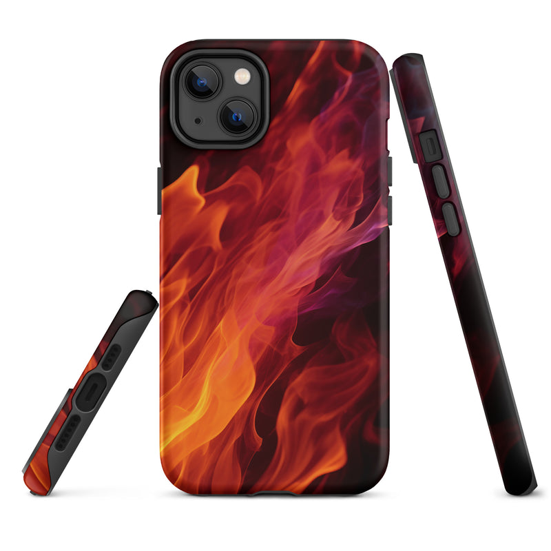 Load image into Gallery viewer, Black Yellow Fire iPhone Case Hardshell 3D Wrap Thermal CREATIVETECH
