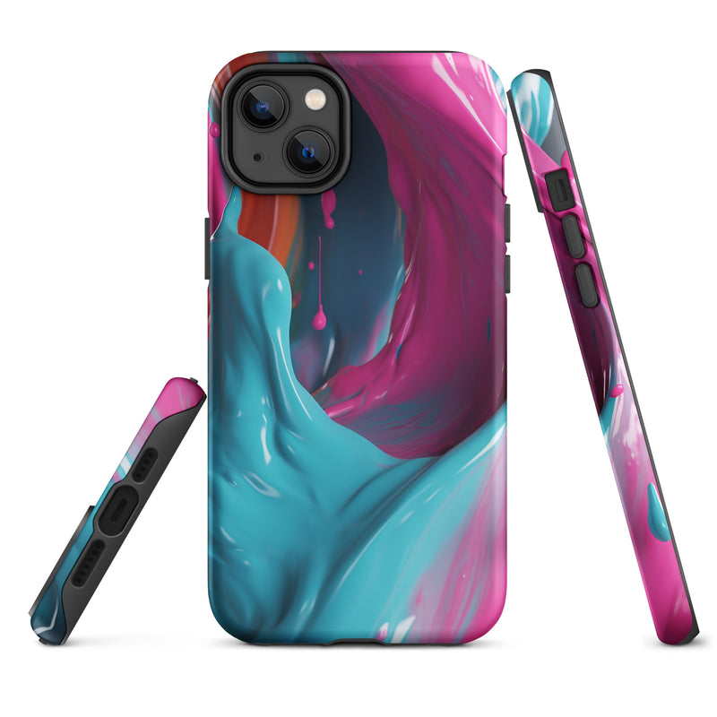 Load image into Gallery viewer, Pink Blue Paint iPhone Case Hardshell 3D Wrap Thermal CREATIVETECH
