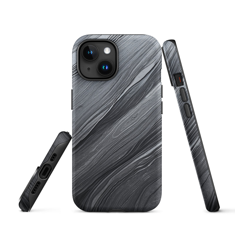 Load image into Gallery viewer, Damascus Steel iPhone Case Hardshell 3D Wrap Thermal Dark Grey Metal CREATIVETECH
