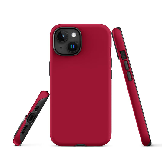 Carmine Red iPhone Case Hardshell 3D Wrap Thermal Plain Color CREATIVETECH