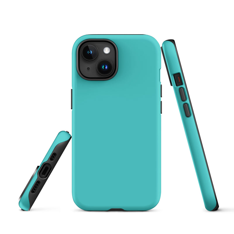 Load image into Gallery viewer, Turquoise Blue iPhone Case Hardshell 3D Wrap Thermal Plain Color CREATIVETECH
