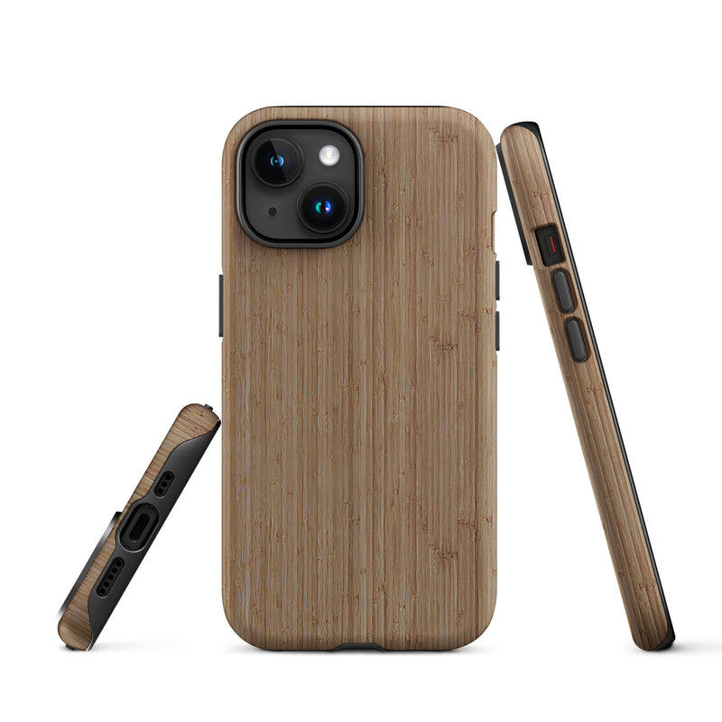 Load image into Gallery viewer, Brown Bamboo Wood iPhone Case Hardshell 3D Wrap Thermal CREATIVETECH
