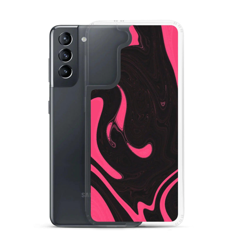 Load image into Gallery viewer, Berry Pink Black Industrial Liquid Paint Style Flexible Clear Samsung Case Bump Resistant Corners CREATIVETECH
