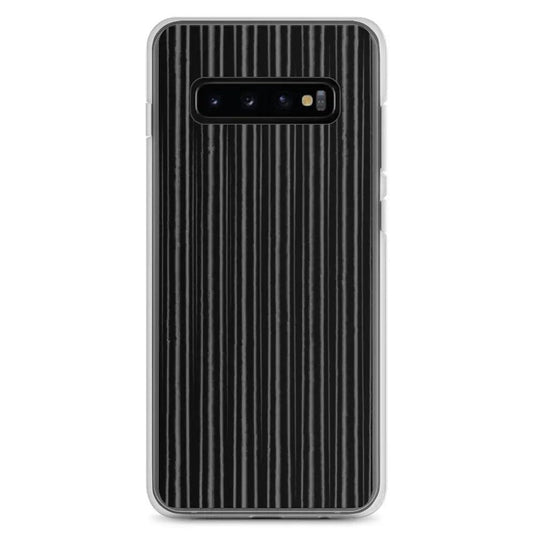 Black Metal Carbon Fiber Industrial Striped Flexible Clear Samsung Case Bump Resistant Corners CREATIVETECH
