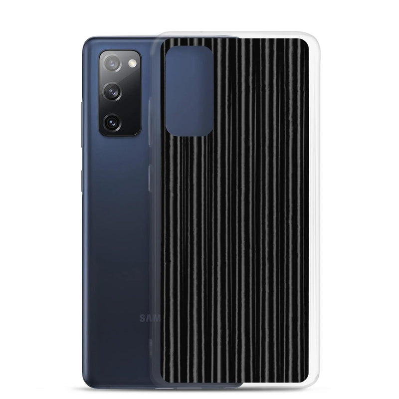 Load image into Gallery viewer, Black Metal Carbon Fiber Industrial Striped Flexible Clear Samsung Case Bump Resistant Corners CREATIVETECH
