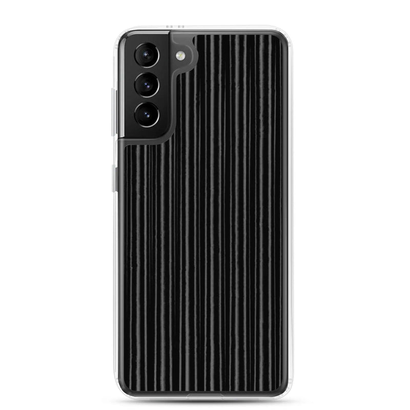 Load image into Gallery viewer, Black Metal Carbon Fiber Industrial Striped Flexible Clear Samsung Case Bump Resistant Corners CREATIVETECH
