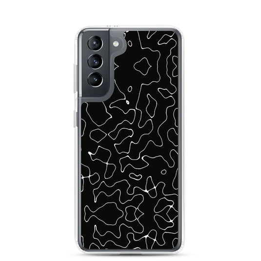 Black Organic Pattern Flexible Clear Samsung Case Bump Resistant Corners CREATIVETECH